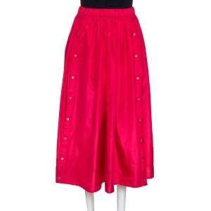 Pre Owned Kenzo Pink Tafetta Silk Blend Midi Skirt S
