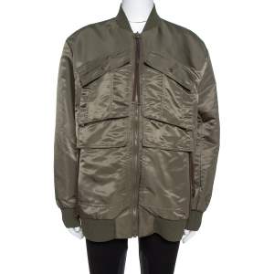 Pre Owned Kenzo Olive Green Utility Bomber Jacket M