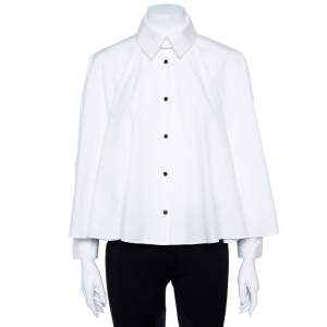 Kenzo White Cotton Poplin Trapeze Blouse M
