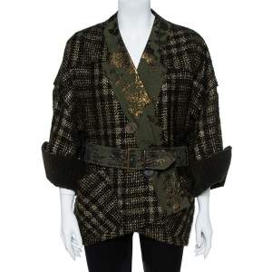 Pre Owned Kenzo Green/Gold Wool Jacket L