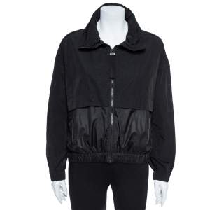 Pre Owned Kenzo Black Nylon Metallic Logo Windbreaker Jacket S