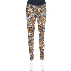 Kenzo Multicolor Flying Tiger Printed Denim Skinny Jeans M
