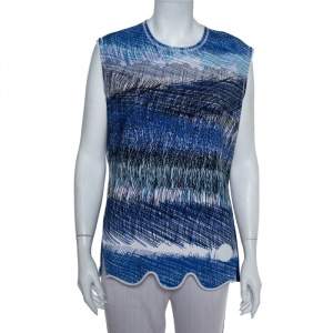 Kenzo Blue Neoprene Printed Sleeveless Oversized Top L