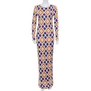مملوكة مسبقًا Kenzo Multicolor Printed Knit Slit Detail Maxi Dress M