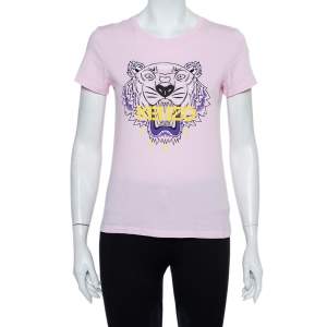 مملوكة مسبقًا Kenzo Pink Tiger Printed Cotton Crewneck T-Shirt S