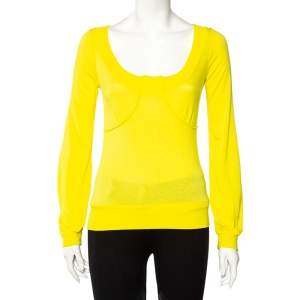 Kenzo Yellow Knit Scoop Neck T-Shirt S