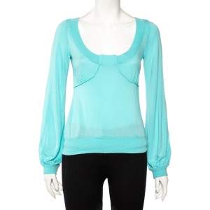 Kenzo Blue Knit Scoop Neck T-Shirt S