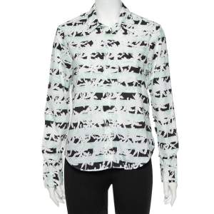 Kenzo White Palm Tree Printed Cotton Button Front Shirt M