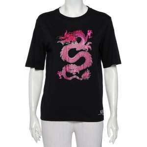 Kenzo Black Dragon Printed Cotton Crewneck T-Shirt M