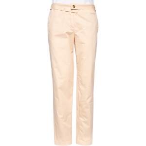 Kenzo Peach Cotton Back Buckle Detailed Formal Trousers M
