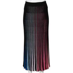 Pre Owned Kenzo Multicolor Rib Knit Midi Skirt XL
