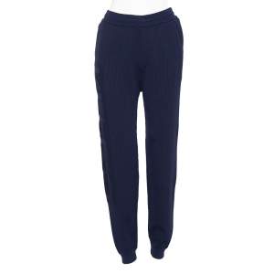 Pre Owned Kenzo Blue Logo Jacquard Knit Joggers S