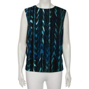 Pre Owned Kenzo Multicolor Printed Textured Sleeveless Top S