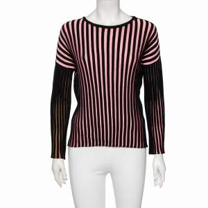 Kenzo Pink & Black Ribbed Knit Long Sleeve Sweater S