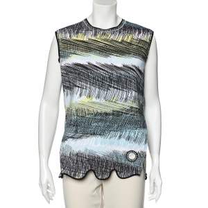 Kenzo Blue Neoprene Printed Sleeveless Oversized Top M