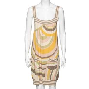 Pre Owned Kenzo Multicolor Printed Silk Rib Knit Trimmed Sleeveless Top M