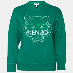 Pre Owned Kenzo Green Cotton Tiger Embroidered Crewneck Sweatshirt XS