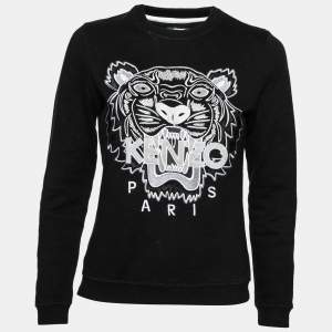 Pre Owned Kenzo Black Cotton Tiger Embroidered Long Sleeve Jumper S
