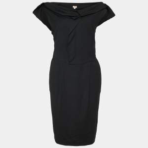 Pre Owned Kenzo Black Jersey Pleat Detailed Sleeveless Dress XL