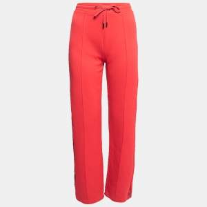 Kenzo Red Cotton Side Logo Embroidered Sweat Pants S