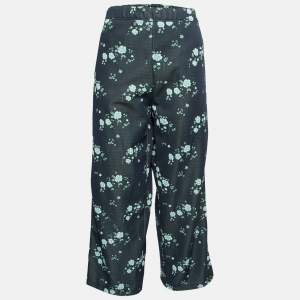 Pre Owned Kenzo Navy Blue Floral Embroidered Side Logo Tape Pants XL