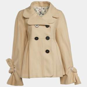 Pre Owned Kenzo Beige Wool Belted Blazer XL