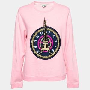 Pre Owned Kenzo Pink Cotton Eiffel Tower Sweatshirt XL