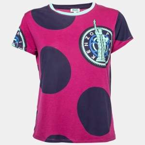 Kenzo Magenta Logo Printed Short Sleeve T-Shirt S