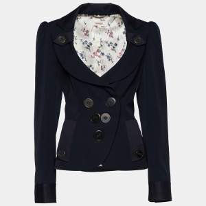 Pre Owned Kenzo Navy Blue Wool & Cotton Double Breasted Blazer L