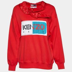 Kenzo Red La Collection Memento N°1 Cotton Ruffled Neck Sweatshirt S
