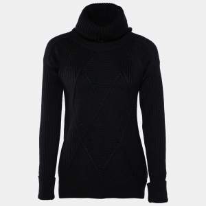 Pre Owned Kenzo Black Wool Knit Turtleneck Sweater S