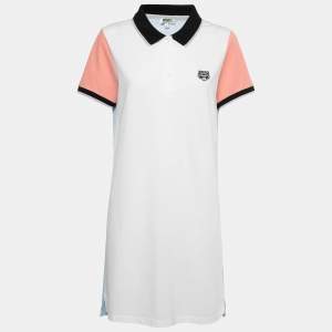 Pre Owned Kenzo Tricolor Cotton Pique Short Sleeve Polo Dress L