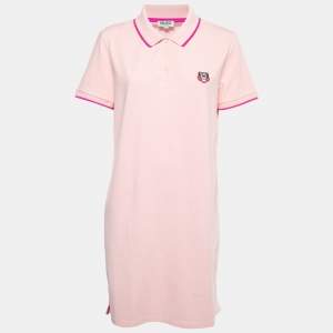 Pre Owned Kenzo Pink Cotton Pique Logo Patch Detailed Short Sleeve Polo Dress XL