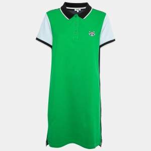 Kenzo Tricolor Cotton Pique Short Sleeve Polo Dress L