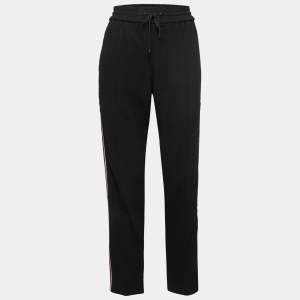 Kenzo Black Crepe Side Stripe Track Pants S