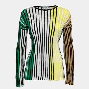 Kenzo Multicolor Striped Ribbed Knit Long Sleeve Top XS