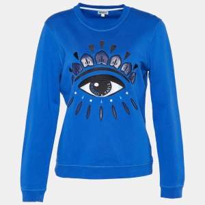 Kenzo Blue Eye Embroidered Cotton Crew Neck Sweatshirt L