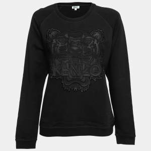 Kenzo Black Cotton Tiger Motif Embroidered Sweatshirt L