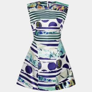 Pre Owned Kenzo Multicolour Printed Satin Sleeveless Mini Dress M