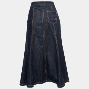 Kenzo Blue Dark Wash Denim Maxi Skirt L