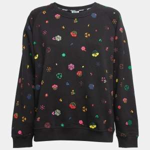 Kenzo Black Floral Motif Printed & Embroidered Cotton Sweatshirt XL