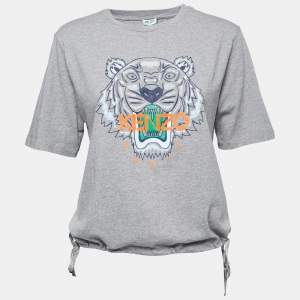Kenzo Grey Cotton Tiger Motif Short Sleeve T-Shirt M