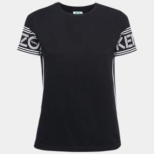 Kenzo Black Contrast Logo Print Cotton Crew Neck T-Shirt XS
