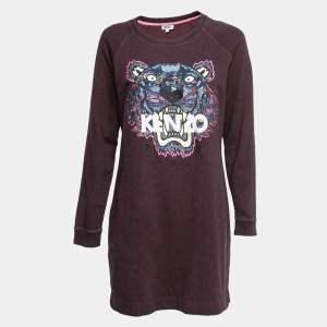 Kenzo Purple Cotton Knit Tiger Embroidered Motif Long Sweatshirt L
