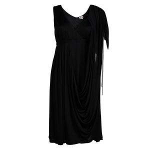 Pre Owned Kenzo Black Knit Draped Sleeveless Dress M