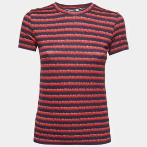 Pre Owned Kenzo Red/Navy Blue Striped Jersey T-shirt  S