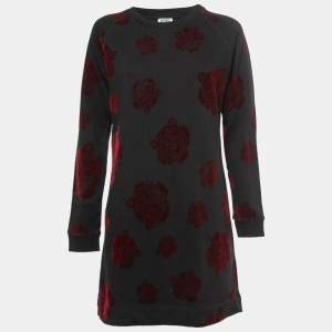 Pre Owned Kenzo Dark Grey All Over Tiger Motif Cotton Sweatshirt Dress M