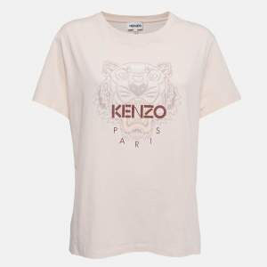 Pre Owned Kenzo Light Pink Cotton Tiger Print T-Shirt 2XL