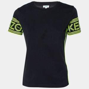 Kenzo Black Logo Sleeve Detail Cotton Knit T-Shirt XS