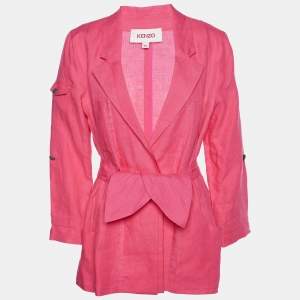 Kenzo Pink Linen Belted Blazer M